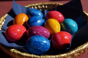 easter eggs in one basket